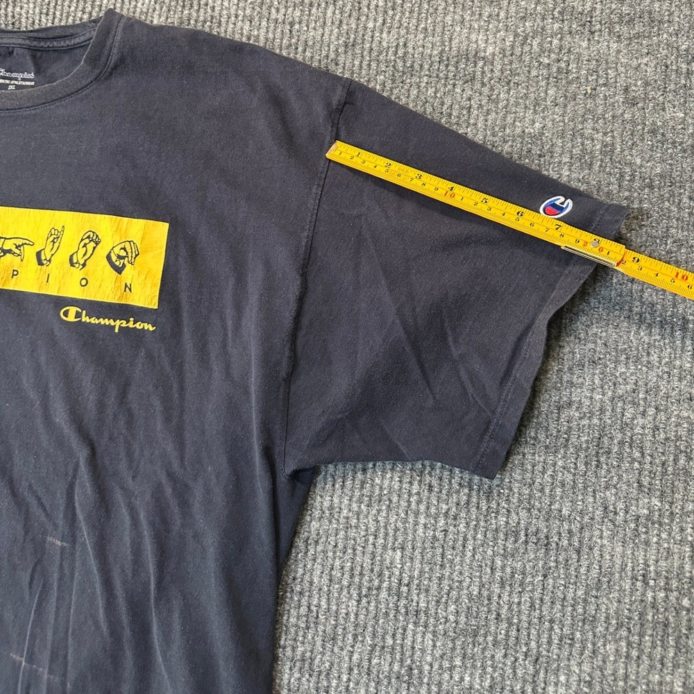 Champion ASL Fingerspelling Graphic T-Shirt 2XL Black Cotton Short Sleeve - Picture 7 of 8
